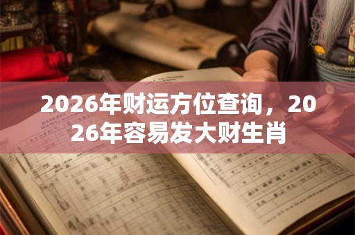 2026年财运方位查询，2026年容易发大财生肖