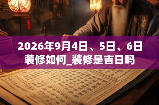 2026年9月4日、5日、6日装修如何_装修是吉日吗