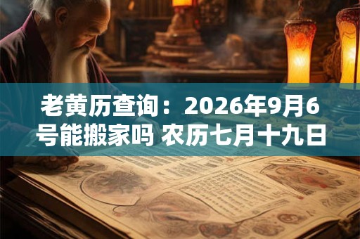 老黄历查询：2026年9月6号能搬家吗 农历七月十九日子好吗