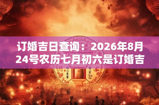 订婚吉日查询：2026年8月24号农历七月初六是订婚吉日吗