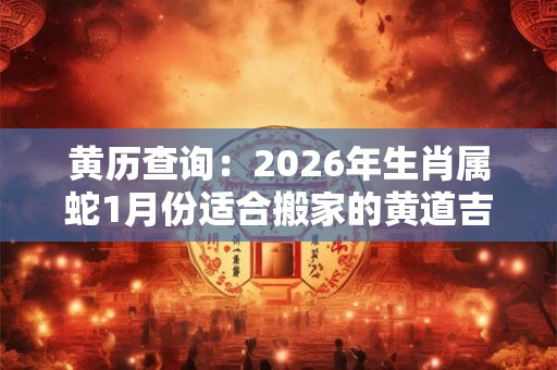 黄历查询:2026年生肖属蛇1月份适合搬家的黄道吉日 黄历查询:2026年生肖属蛇1月份适合搬家的黄道吉日