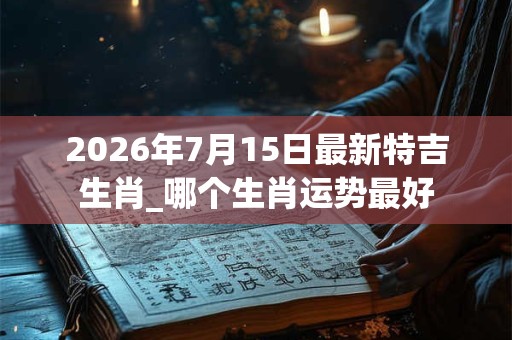 2026年7月15日最新特吉生肖_哪个生肖运势最好