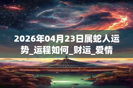 2026年04月23日属蛇人运势_运程如何_财运_爱情