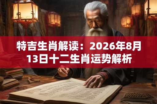 特吉生肖解读：2026年8月13日十二生肖运势解析