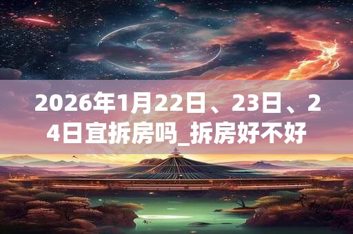 2026年1月22日、23日、24日宜拆房吗_拆房好不好