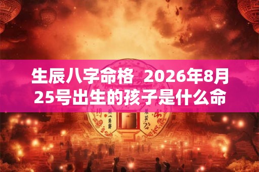 生辰八字命格  2026年8月25号出生的孩子是什么命