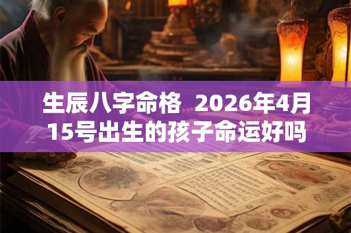 生辰八字命格  2026年4月15号出生的孩子命运好吗