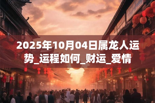 2025年10月04日属龙人运势_运程如何_财运_爱情