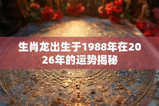 生肖龙出生于1988年在2026年的运势揭秘