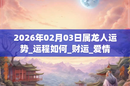 2026年02月03日属龙人运势_运程如何_财运_爱情 2026年02月03日属龙人运势_运程如何_财运_爱情