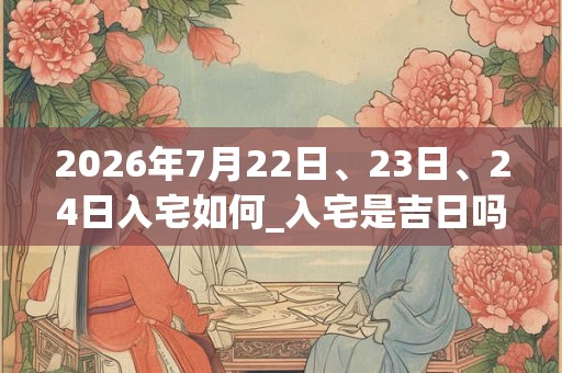 2026年7月22日、23日、24日入宅如何_入宅是吉日吗