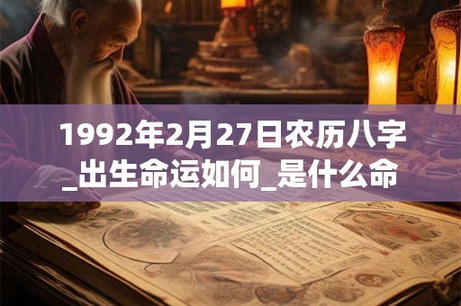1992年2月27日农历八字_出生命运如何_是什么命 1992年2月27日农历八字_出生命运如何_是什么命