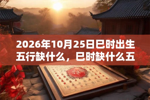 2026年10月25日巳时出生五行缺什么，巳时缺什么五行