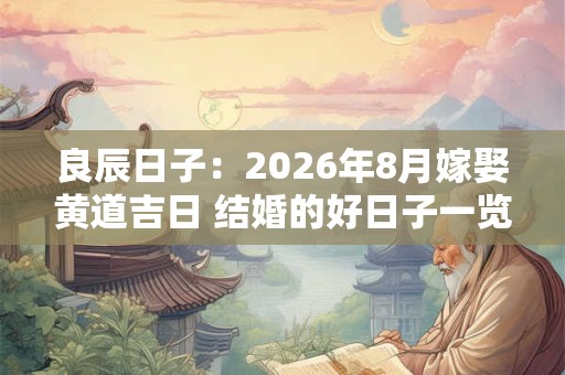 良辰日子:2026年8月嫁娶黄道吉日 结婚的好日子一览表 良辰日子:2026年8月嫁娶黄道吉日 结婚的好日子一览表