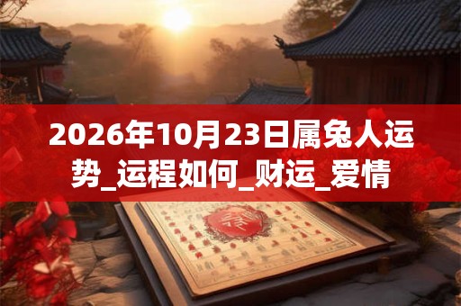 2026年10月23日属兔人运势_运程如何_财运_爱情