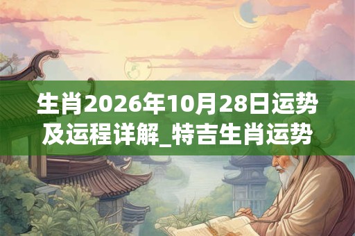 生肖2026年10月28日运势及运程详解_特吉生肖运势吉凶 生肖2026年10月28日运势及运程详解_特吉生肖运势吉凶