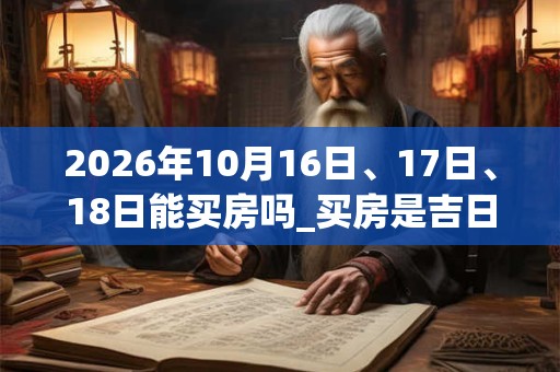2026年10月16日、17日、18日能买房吗_买房是吉日吗