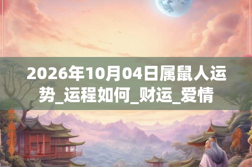 2026年10月04日属鼠人运势_运程如何_财运_爱情