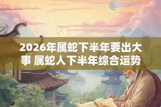 2026年属蛇下半年要出大事 属蛇人下半年综合运势如何 2026年属蛇下半年要出大事 属蛇人下半年综合运势如何