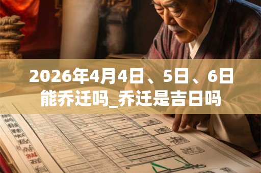 2026年4月4日、5日、6日能乔迁吗_乔迁是吉日吗