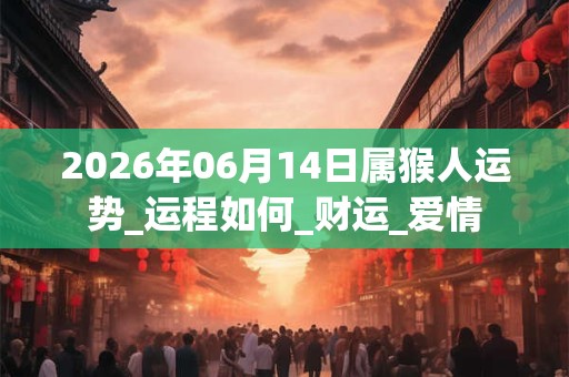 2026年06月14日属猴人运势_运程如何_财运_爱情