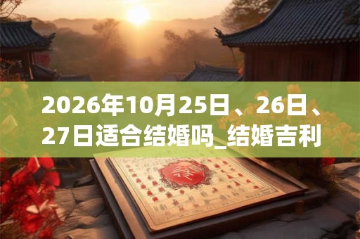 2026年10月25日、26日、27日适合结婚吗_结婚吉利吗