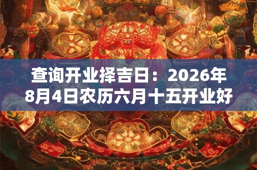 查询开业择吉日：2026年8月4日农历六月十五开业好吗