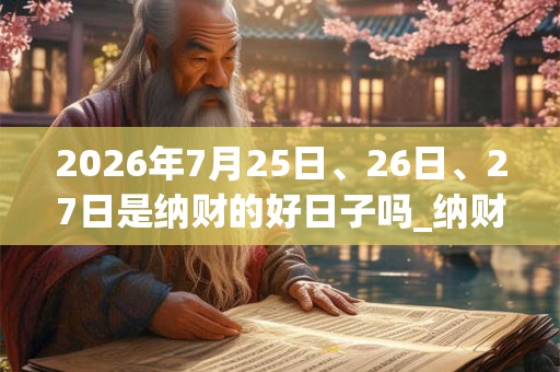 2026年7月25日、26日、27日是纳财的好日子吗_纳财可以吗 2026年7月25日、26日、27日是纳财的好日子吗_纳财可以吗
