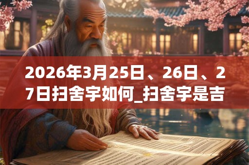 2026年3月25日、26日、27日扫舍宇如何_扫舍宇是吉日吗