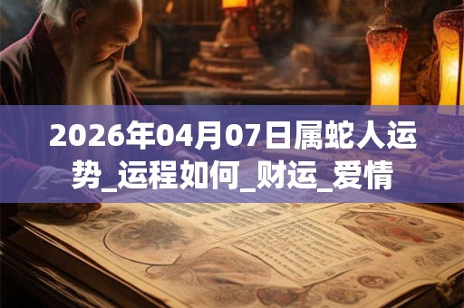 2026年04月07日属蛇人运势_运程如何_财运_爱情