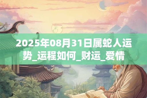 2025年08月31日属蛇人运势_运程如何_财运_爱情