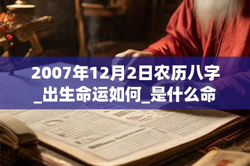 2007年12月2日农历八字_出生命运如何_是什么命