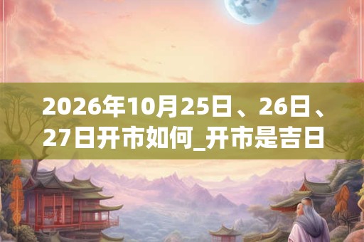 2026年10月25日、26日、27日开市如何_开市是吉日吗