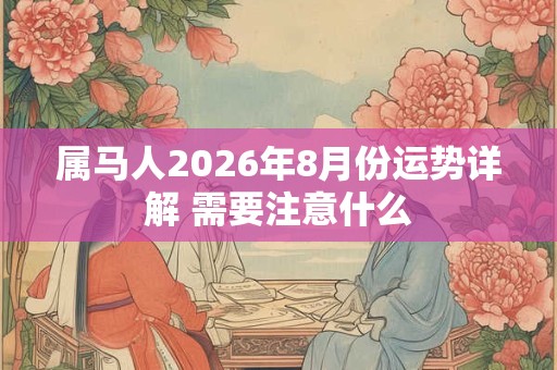 属马人2026年8月份运势详解 需要注意什么
