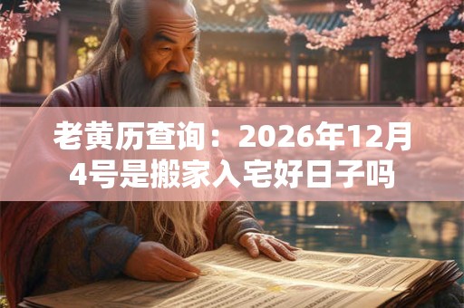 老黄历查询：2026年12月4号是搬家入宅好日子吗