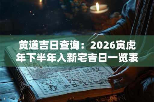 黄道吉日查询：2026寅虎年下半年入新宅吉日一览表
