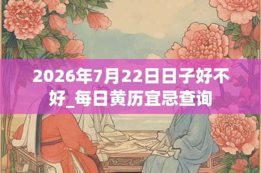 2026年7月22日日子好不好_每日黄历宜忌查询