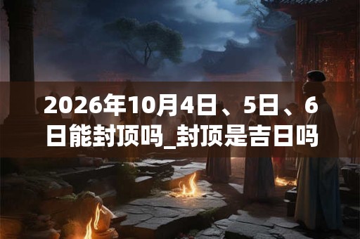 2026年10月4日、5日、6日能封顶吗_封顶是吉日吗