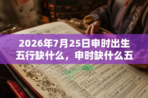 2026年7月25日申时出生五行缺什么，申时缺什么五行