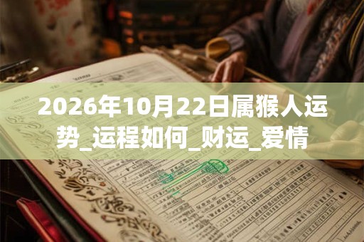 2026年10月22日属猴人运势_运程如何_财运_爱情