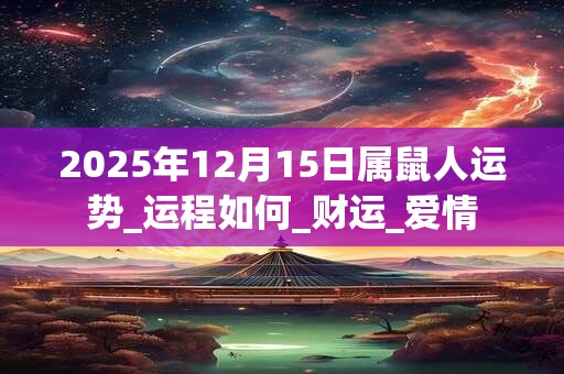 2025年12月15日属鼠人运势_运程如何_财运_爱情