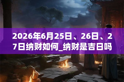 2026年6月25日、26日、27日纳财如何_纳财是吉日吗