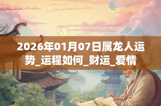 2026年01月07日属龙人运势_运程如何_财运_爱情 2026年01月07日属龙人运势_运程如何_财运_爱情