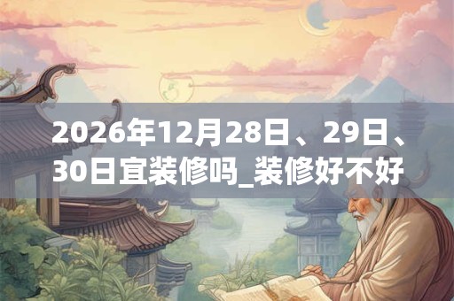2026年12月28日、29日、30日宜装修吗_装修好不好