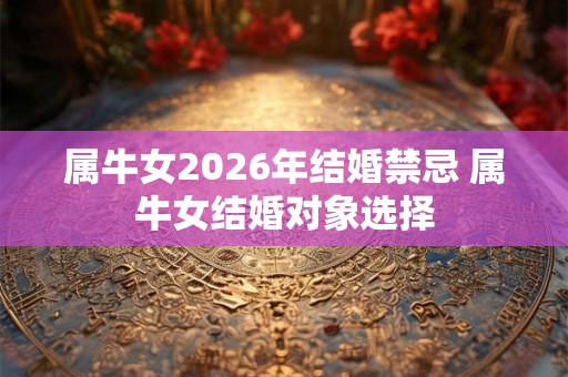 属牛女2026年结婚禁忌 属牛女结婚对象选择