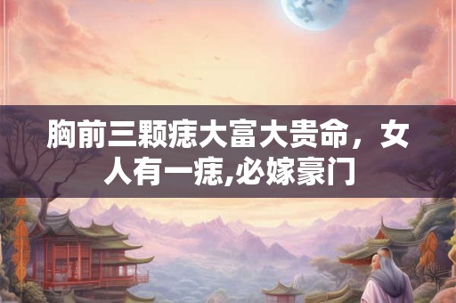 胸前三颗痣大富大贵命,女人有一痣,必嫁豪门 胸前三颗痣大富大贵命,女人有一痣,必嫁豪门