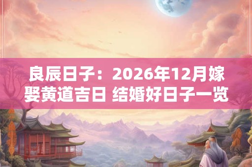 良辰日子：2026年12月嫁娶黄道吉日 结婚好日子一览表