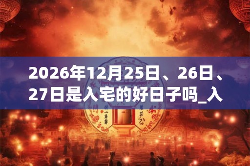 2026年12月25日、26日、27日是入宅的好日子吗_入宅可以吗