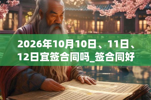 2026年10月10日、11日、12日宜签合同吗_签合同好不好