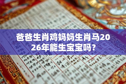 爸爸生肖鸡妈妈生肖马2026年能生宝宝吗？